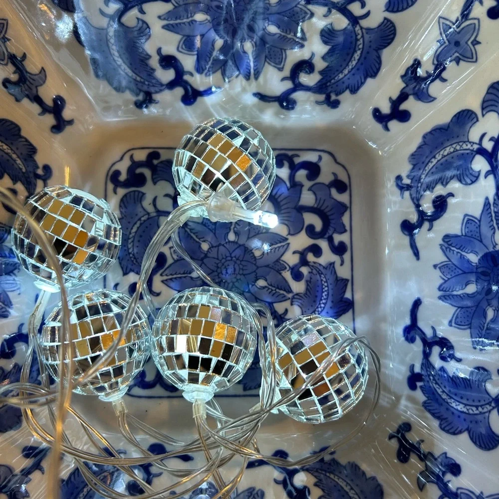 Silver Disco Ball String Lights